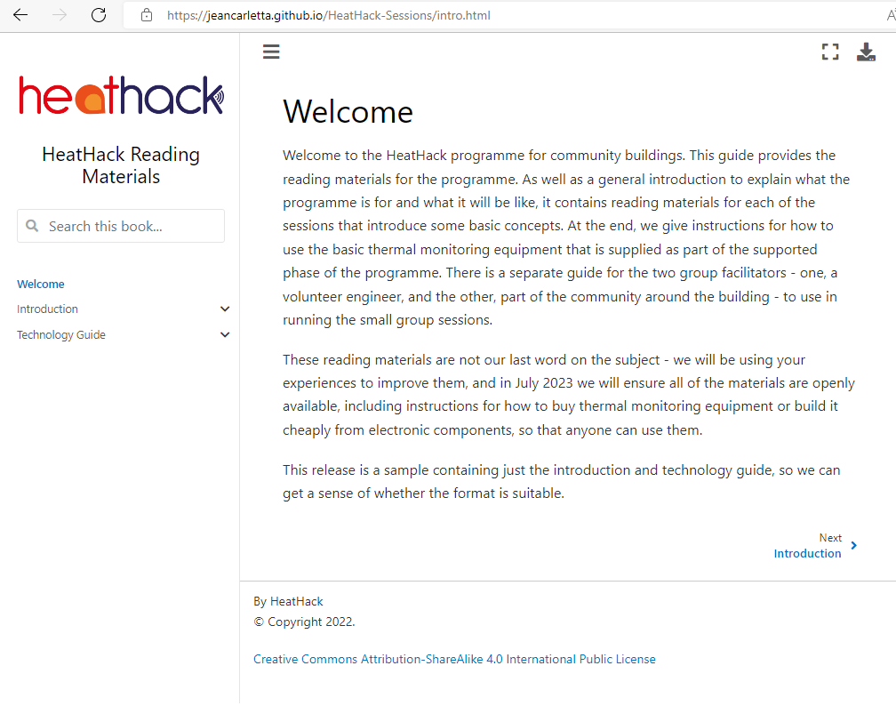 screenshot of HeatHack reading materials to show look and feel